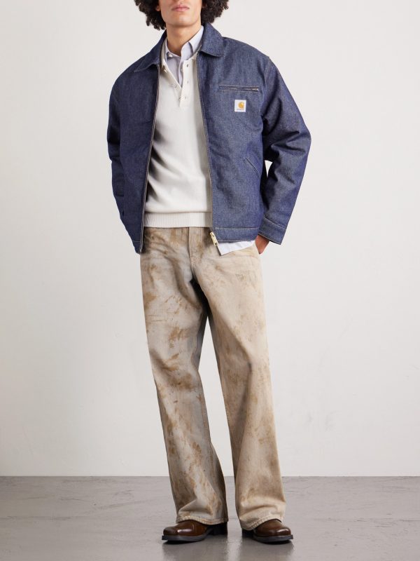 Detroit Logo-Appliquéd Padded Denim Jacket - OU Detroit Logo-Appliquéd Padded Denim Jacket - OU