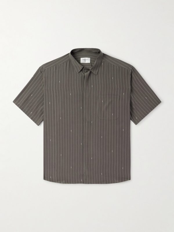 Striped Silk Crepe de Chine Shirt