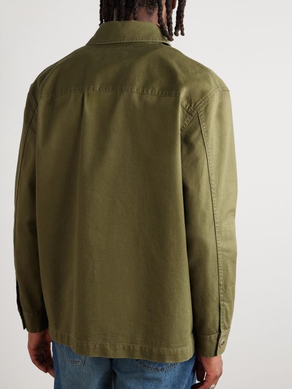Logo-Embroidered Cotton and Linen-Blend Gabardine Overshirt - BK