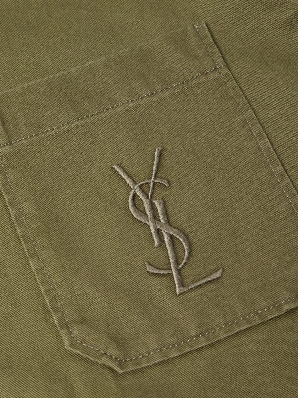 Logo-Embroidered Cotton and Linen-Blend Gabardine Overshirt - E1