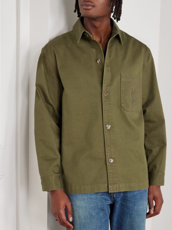 Logo-Embroidered Cotton and Linen-Blend Gabardine Overshirt - FR