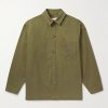 Logo-Embroidered Cotton and Linen-Blend Gabardine Overshirt