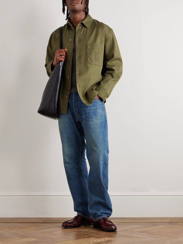Logo-Embroidered Cotton and Linen-Blend Gabardine Overshirt - OU