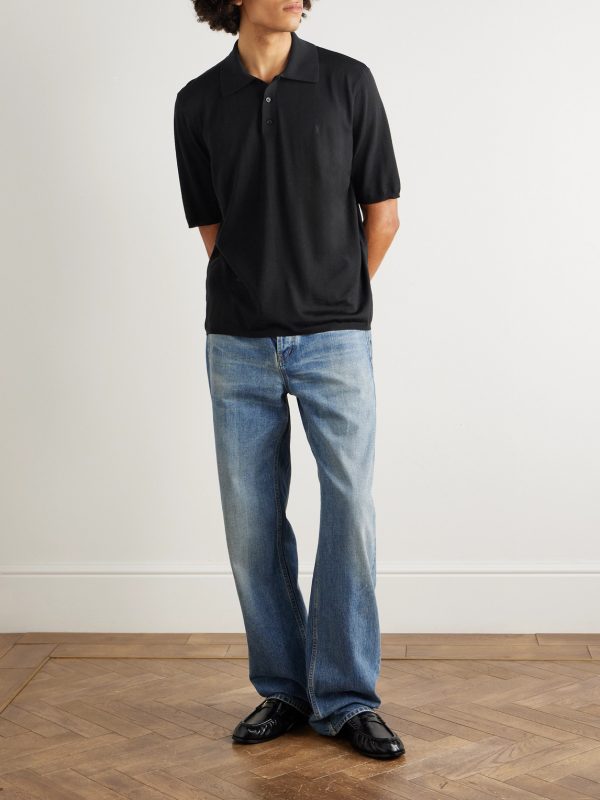 Cassandre Logo-Embroidered Wool Polo Shirt - OU Cassandre Logo-Embroidered Wool Polo Shirt - OU