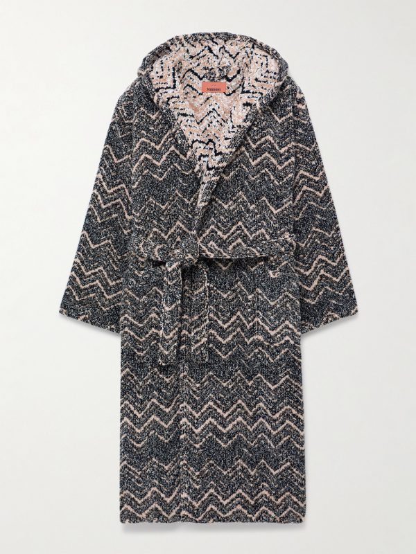 Striped Cotton-Terry Jacquard Hooded Robe Striped Cotton-Terry Jacquard Hooded Robe