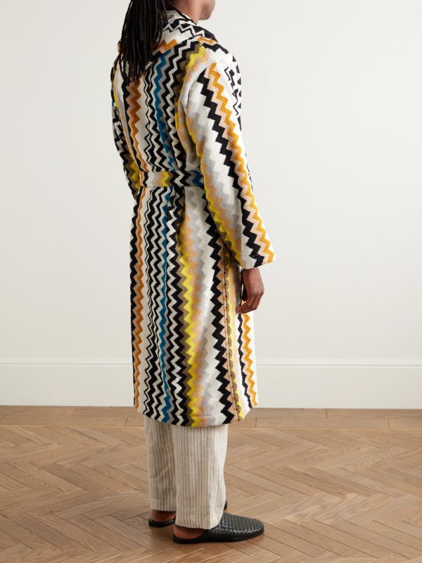 Curt Striped Cotton-Terry Jacquard Hooded Robe - BK Curt Striped Cotton-Terry Jacquard Hooded Robe - BK