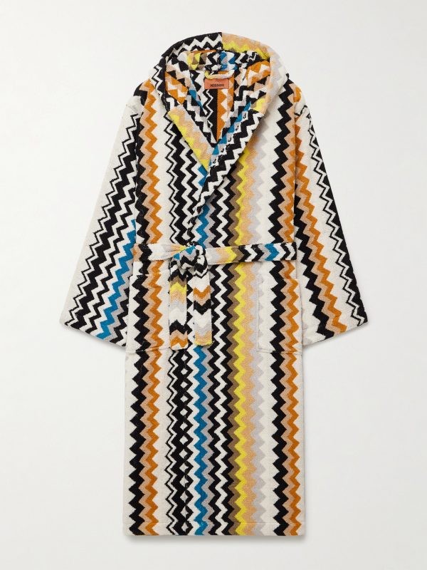 Curt Striped Cotton-Terry Jacquard Hooded Robe Curt Striped Cotton-Terry Jacquard Hooded Robe