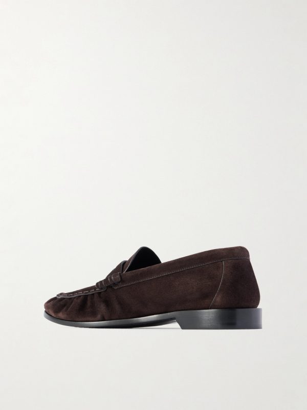 Le Loafer Monogram Logo-Appliquéd Suede Penny Loafers - BK Le Loafer Monogram Logo-Appliquéd Suede Penny Loafers - BK