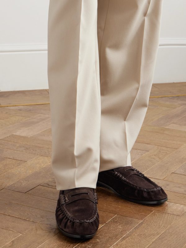 Le Loafer Monogram Logo-Appliquéd Suede Penny Loafers - OU Le Loafer Monogram Logo-Appliquéd Suede Penny Loafers - OU