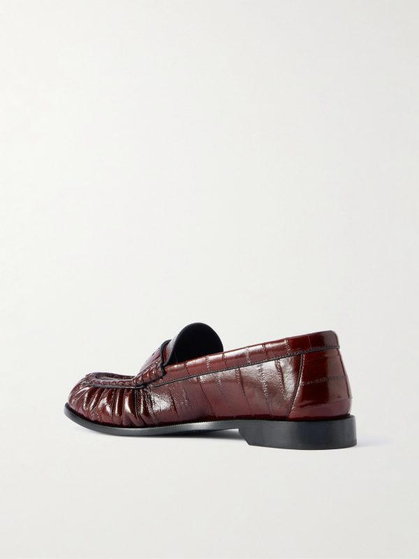 Le Loafer Monogram Logo-Appliquéd Eel Penny Loafers - BK Le Loafer Monogram Logo-Appliquéd Eel Penny Loafers - BK