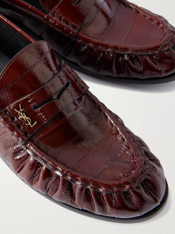 Le Loafer Monogram Logo-Appliquéd Eel Penny Loafers - CU Le Loafer Monogram Logo-Appliquéd Eel Penny Loafers - CU