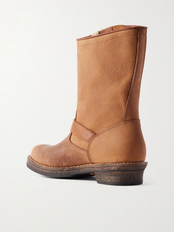 T.W.O. Folk Distressed Buckled Textured-Leather Boots - BK T.W.O. Folk Distressed Buckled Textured-Leather Boots - BK