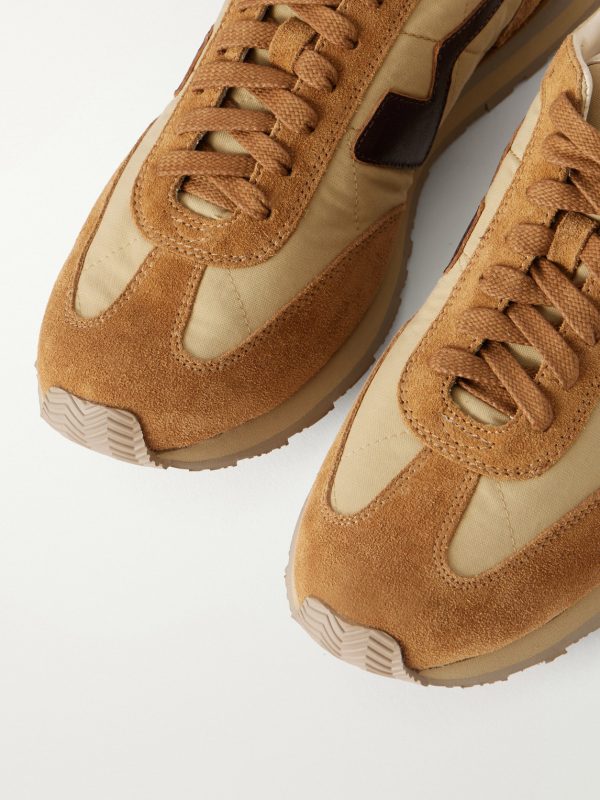 FKT Runner Leather and Suede-Trimmed Canvas Sneakers - CU