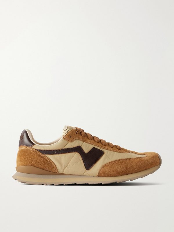 FKT Runner Leather and Suede-Trimmed Canvas Sneakers
