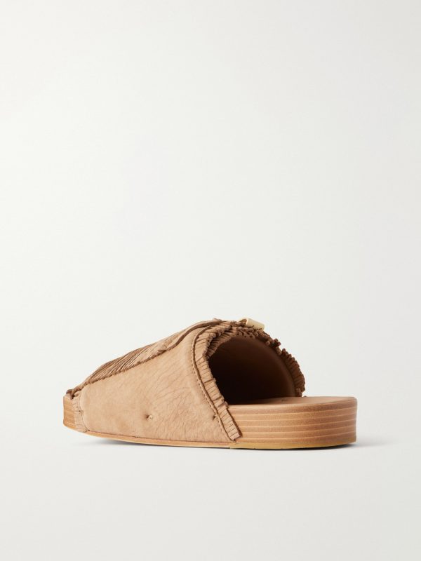 Christo Shaman Folk Suede Slides - BK