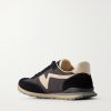 FKT Runner Leather and Suede-Trimmed Canvas Sneakers - BK