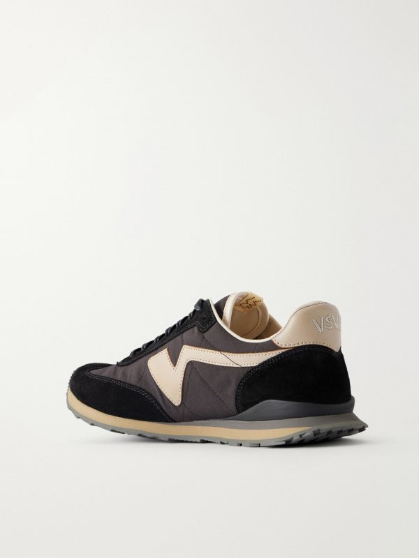 FKT Runner Leather and Suede-Trimmed Canvas Sneakers - BK