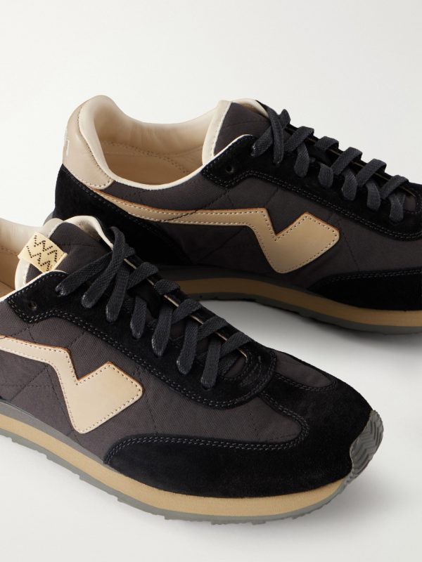 FKT Runner Leather and Suede-Trimmed Canvas Sneakers - CU