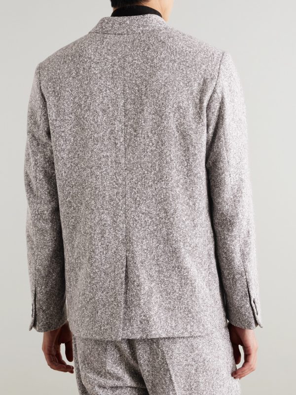 Jordin 1087 Double-Breasted Recycled-Herringbone Suit Jacket - BK