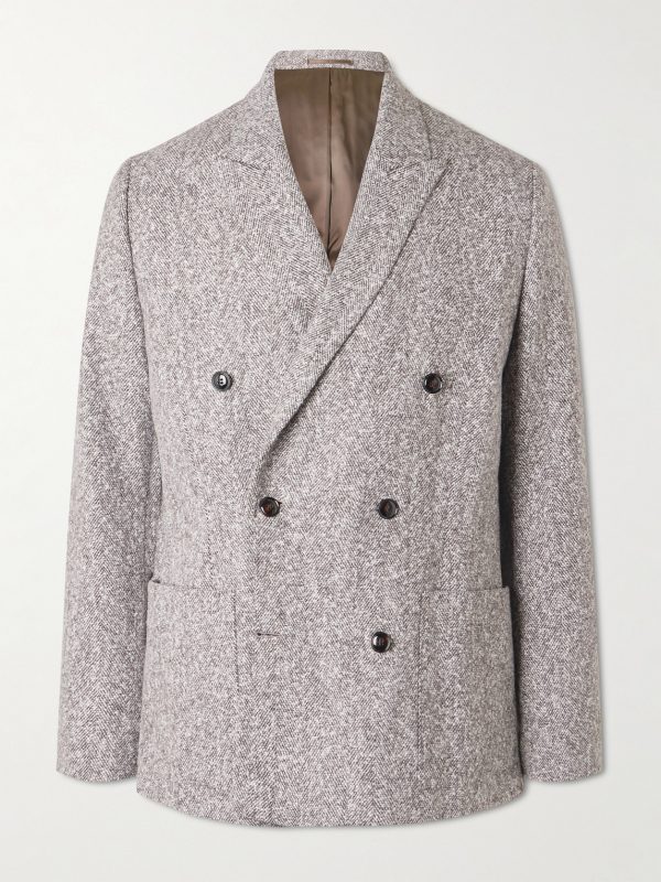 Jordin 1087 Double-Breasted Recycled-Herringbone Suit Jacket
