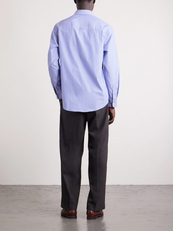 Quinsy Appliquéd Pinstriped Supima Cotton Shirt - BK Quinsy Appliquéd Pinstriped Supima Cotton Shirt - BK