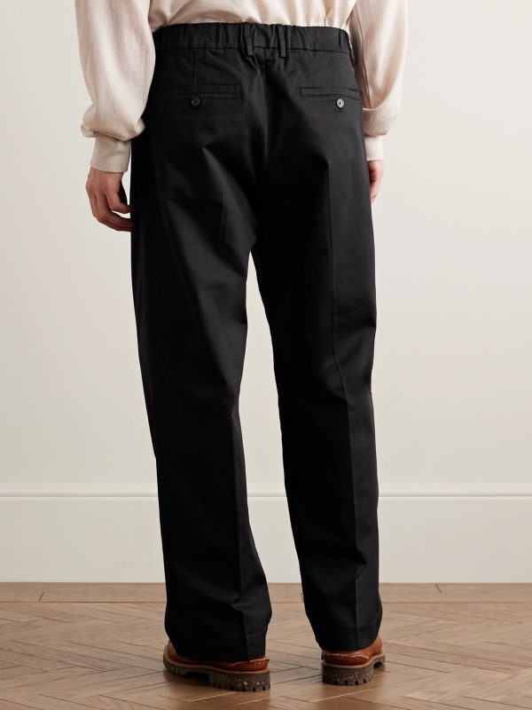 Kay 1420 Wide-Leg Pleated Organic Cotton-Blend Twill Trousers - BK Kay 1420 Wide-Leg Pleated Organic Cotton-Blend Twill Trousers - BK