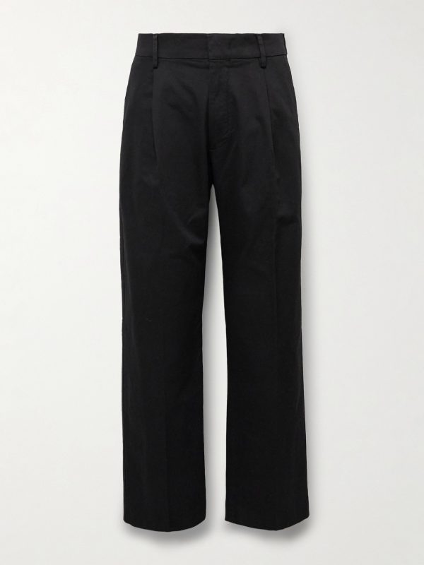 Kay 1420 Wide-Leg Pleated Organic Cotton-Blend Twill Trousers Kay 1420 Wide-Leg Pleated Organic Cotton-Blend Twill Trousers