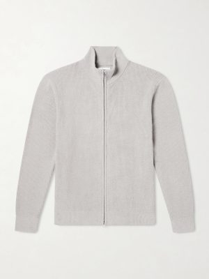 Danny 6429 Ribbed Bouclé Zip-Up Cardigan