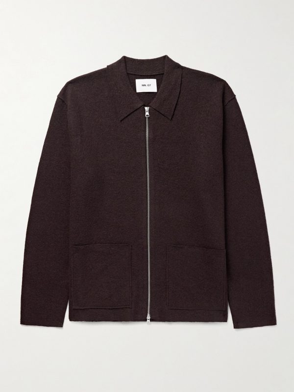 Jonas 6398 Brushed-Wool Zip-Up Cardigan