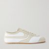 Suede-Trimmed Leather Sneakers