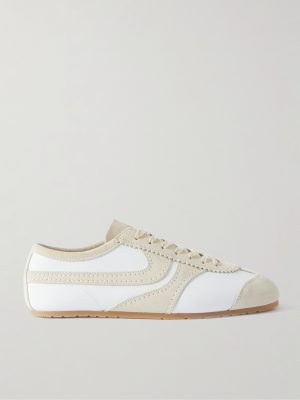 Suede-Trimmed Leather Sneakers