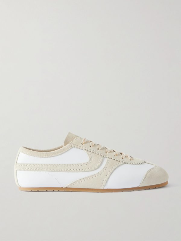Suede-Trimmed Leather Sneakers