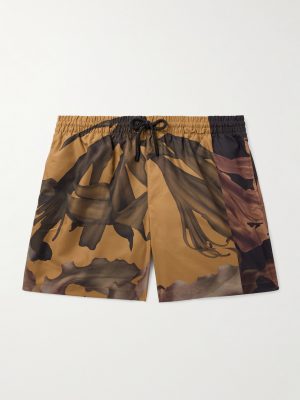 Straight-Leg Mid-Length Printed Swim Shorts