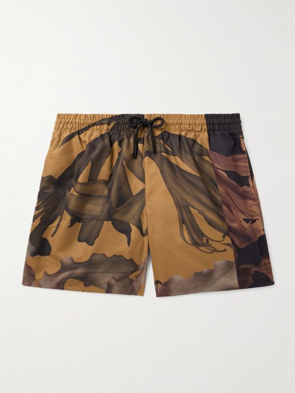 Straight-Leg Mid-Length Printed Swim Shorts