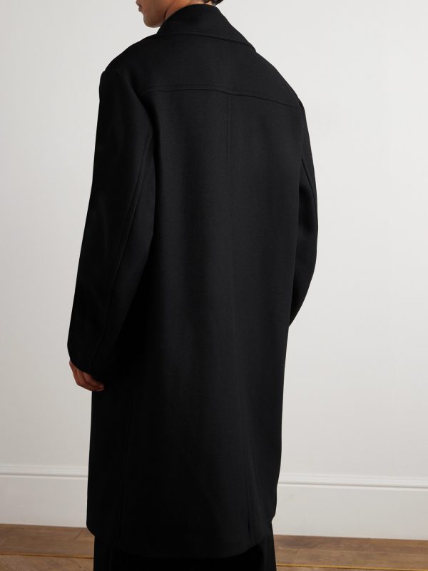 Oversized Double-Breasted Wool-Blend Twill Coat - BK
