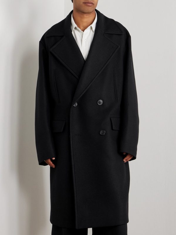 Oversized Double-Breasted Wool-Blend Twill Coat - FR