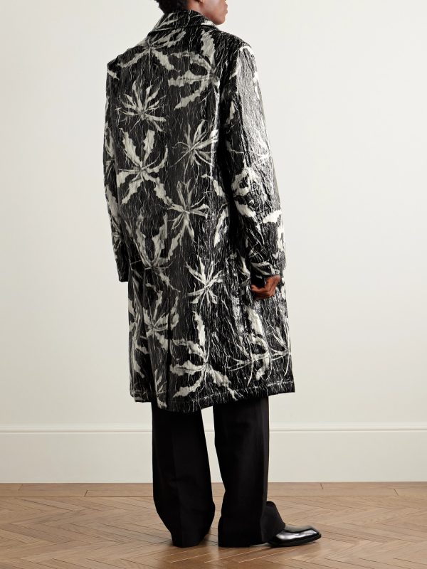 Printed Coated-Shell Trench Coat - BK Printed Coated-Shell Trench Coat - BK