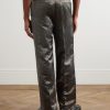 Wide-Leg Wool-Blend Sateen Trousers - BK Wide-Leg Wool-Blend Sateen Trousers - BK