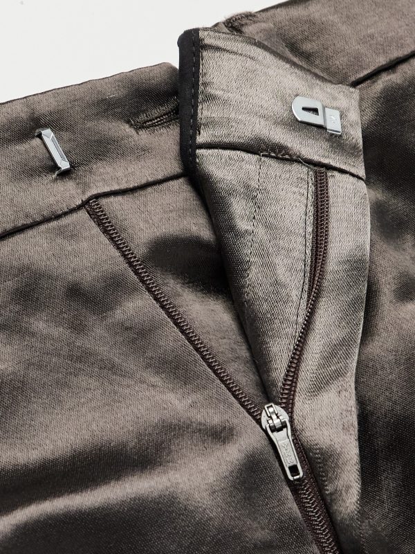 Wide-Leg Wool-Blend Sateen Trousers - E1 Wide-Leg Wool-Blend Sateen Trousers - E1