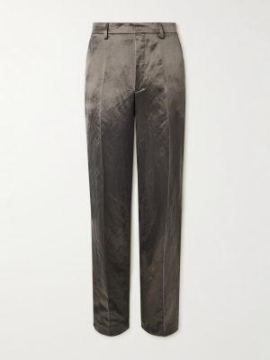 Wide-Leg Wool-Blend Sateen Trousers