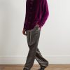 Wide-Leg Wool-Blend Sateen Trousers - OU Wide-Leg Wool-Blend Sateen Trousers - OU