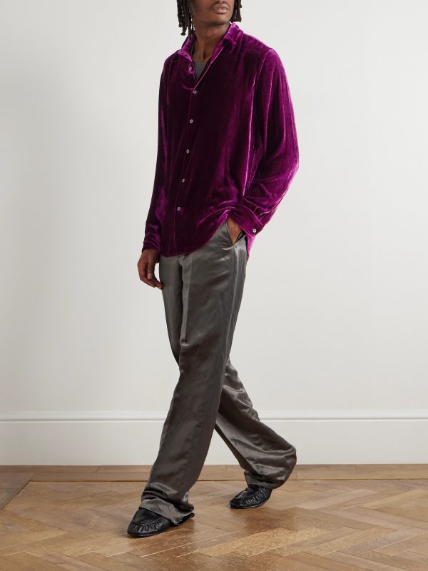 Wide-Leg Wool-Blend Sateen Trousers - OU Wide-Leg Wool-Blend Sateen Trousers - OU