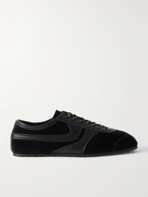 Leather-Trimmed Suede Sneakers