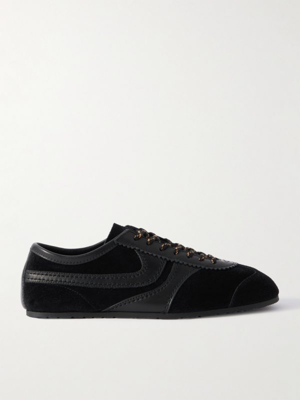 Leather-Trimmed Suede Sneakers