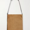 Leather-Trimmed Suede Messenger Bag - BK Leather-Trimmed Suede Messenger Bag - BK