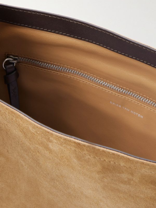 Leather-Trimmed Suede Messenger Bag - E1 Leather-Trimmed Suede Messenger Bag - E1