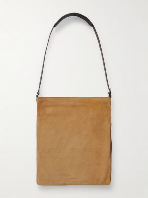Leather-Trimmed Suede Messenger Bag Leather-Trimmed Suede Messenger Bag