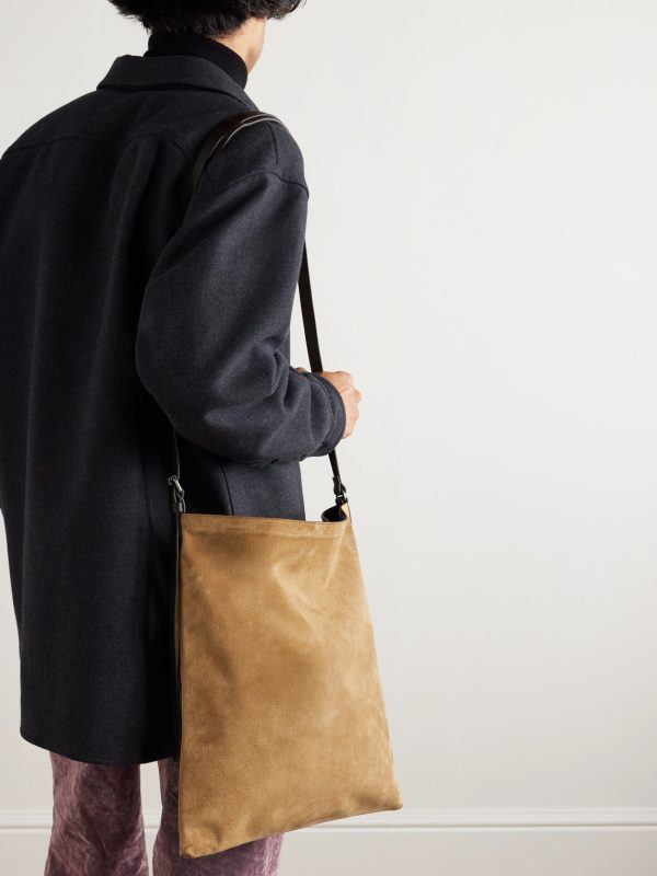Leather-Trimmed Suede Messenger Bag - OU Leather-Trimmed Suede Messenger Bag - OU