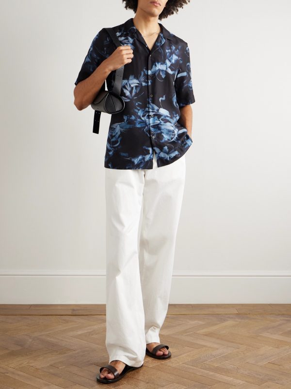 Camp-Collar Printed Silk-Habotai Shirt - OU Camp-Collar Printed Silk-Habotai Shirt - OU