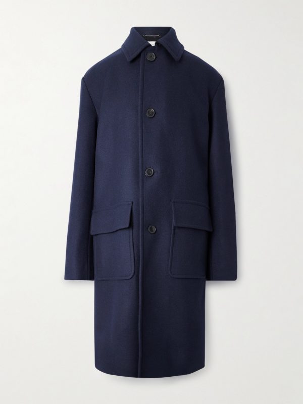 Wool-Blend Twill Coat